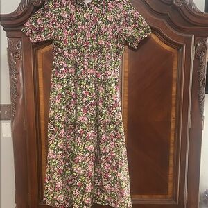 Crown & Ivy Black and Pink Floral Midi Dress
